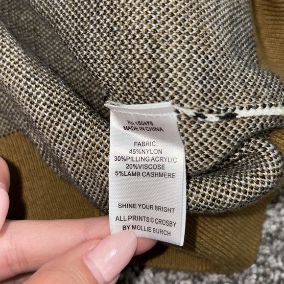 CROSBY Bixby Cashmere Blend Intarsia Leopard Crewneck Long Puff Sleeve Sweater - Picture 5 of 6